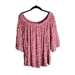 Lane Bryant Pink Polka Dot Off Shoulder Flowy Top Size 18/20